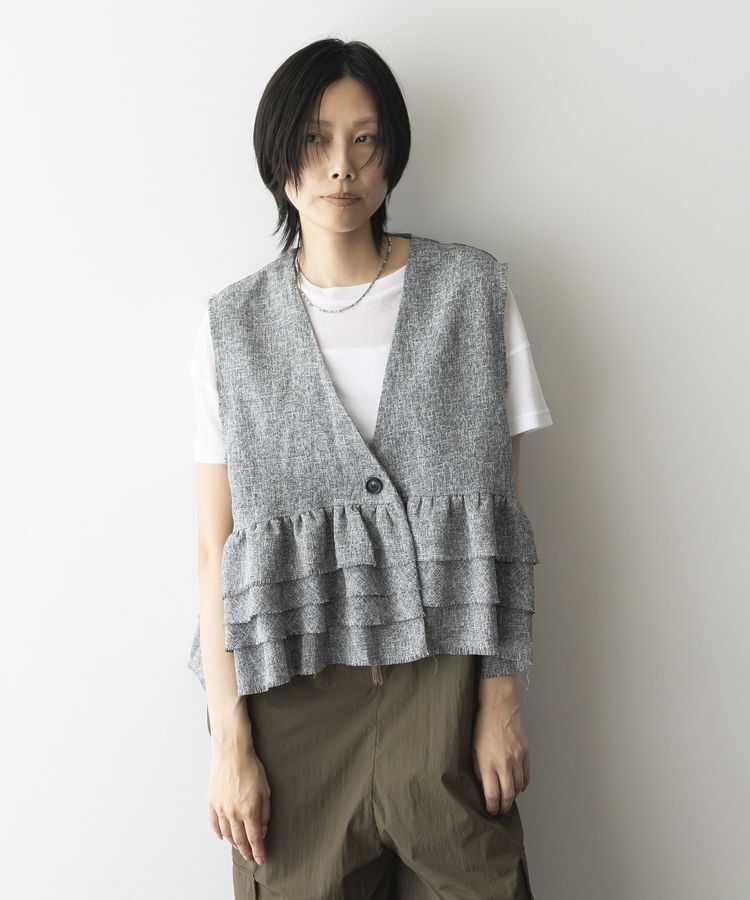 GARAGE OF GOOD CLOTHING「ツイードギャザーベスト」|ベスト・ジレ|