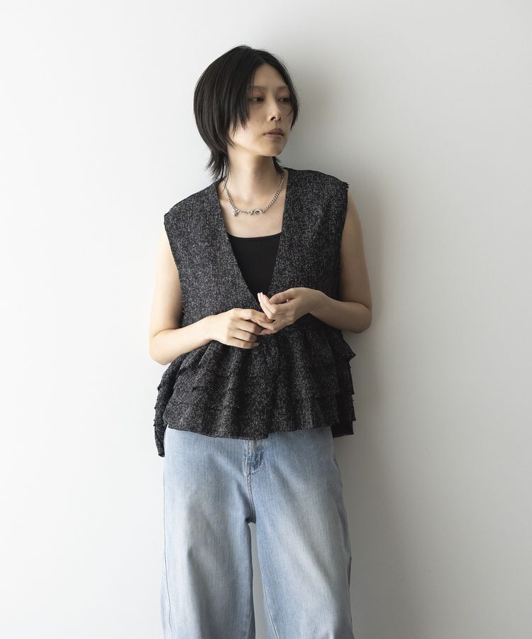 GARAGE OF GOOD CLOTHING「ツイードギャザーベスト」|ベスト・ジレ|