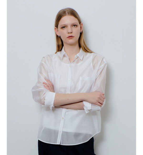 allureville「ナチュラルオーガンジーシャツブラウス」|シャツ・ブラウス|ホワイト