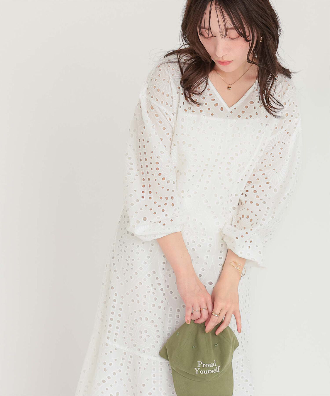 titivate「前後2way長袖コットンレースワンピース」|ワンピース|