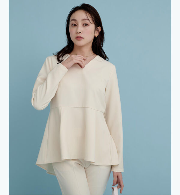 ur's「Vネックタックペプラムトップス」|Tシャツ・カットソー|