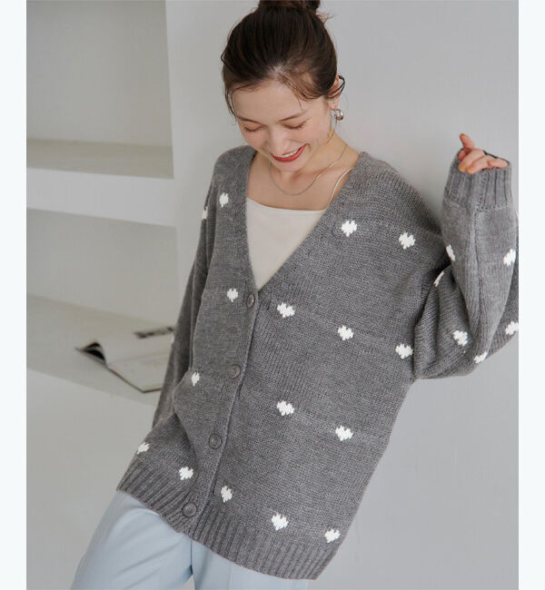 titivate「ハートニットカーディガン」|カーディガン|ﾁｬｺｰﾙ/ｱｲﾎﾞﾘｰ