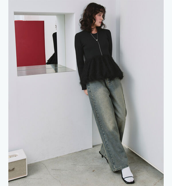 titivate「ドッキングペプラムニットトップス」|ニット・セーター|