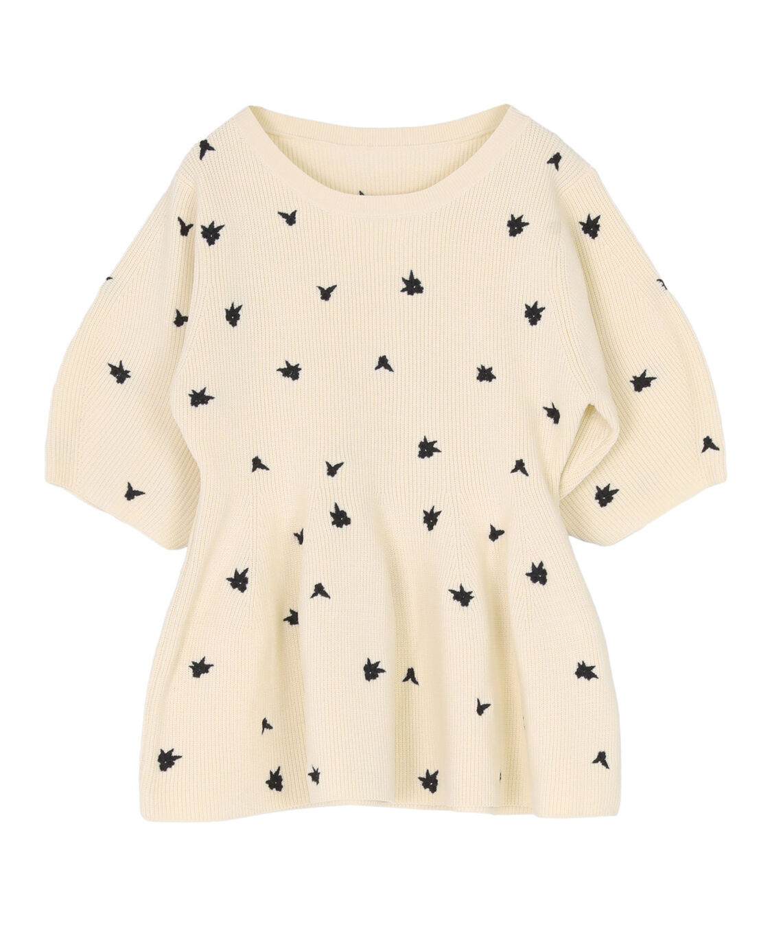 titivate「フラワー刺繍ペプラムニットトップス」|ニット・セーター|