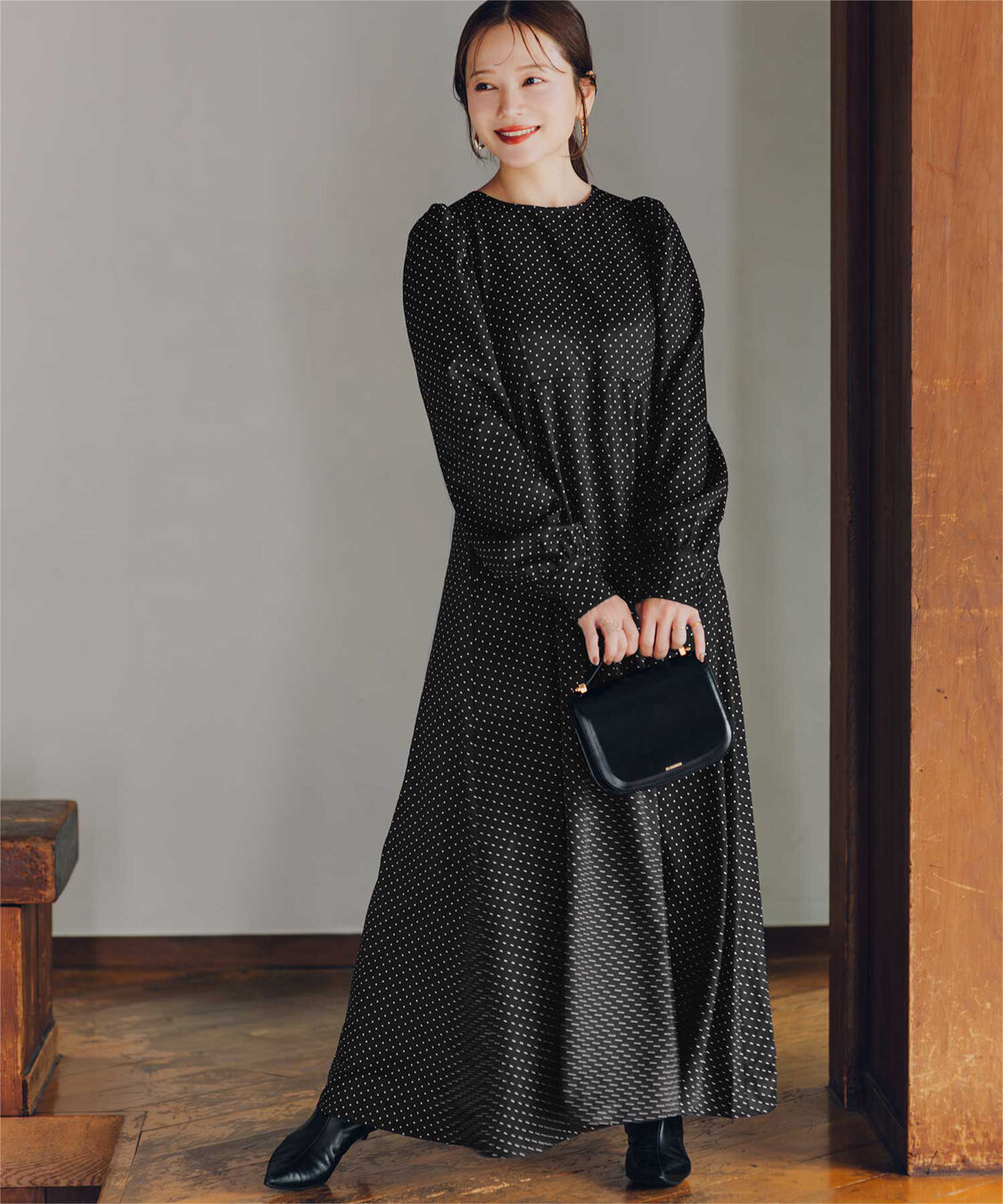 titivate「【高山直子さんコラボアイテム】ボリュームギャザースリーブフレアワンピース」|ワンピース|ドット