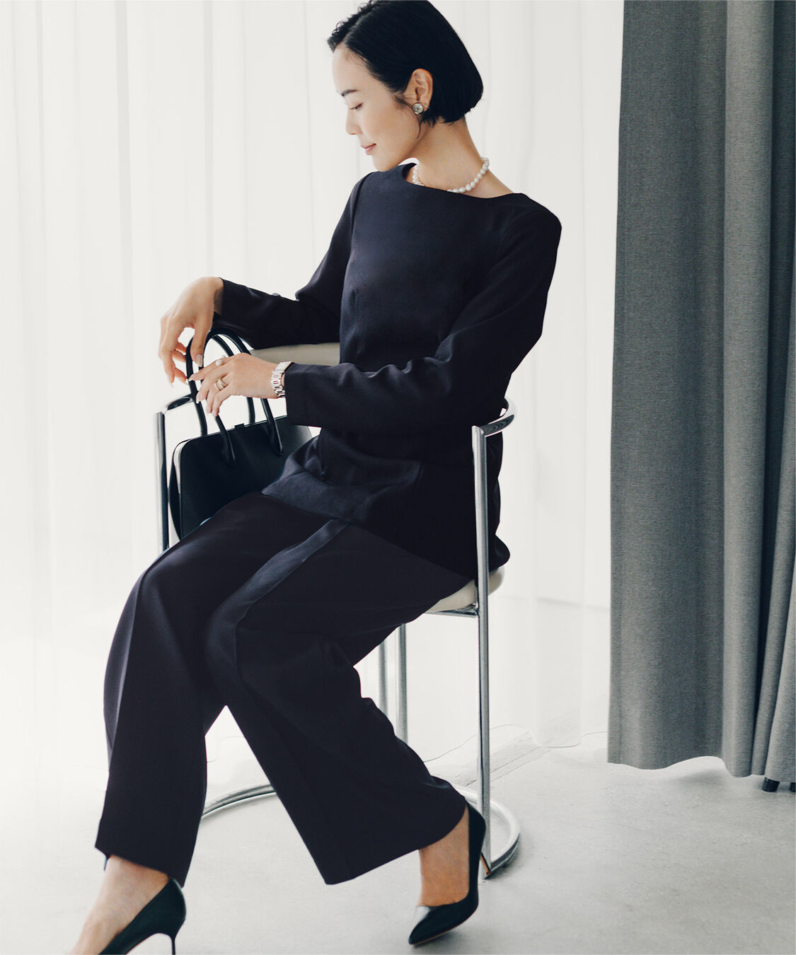 ur's「【小林有里さんコラボアイテム】ボートネックペプラムブラウス」|シャツ・ブラウス|