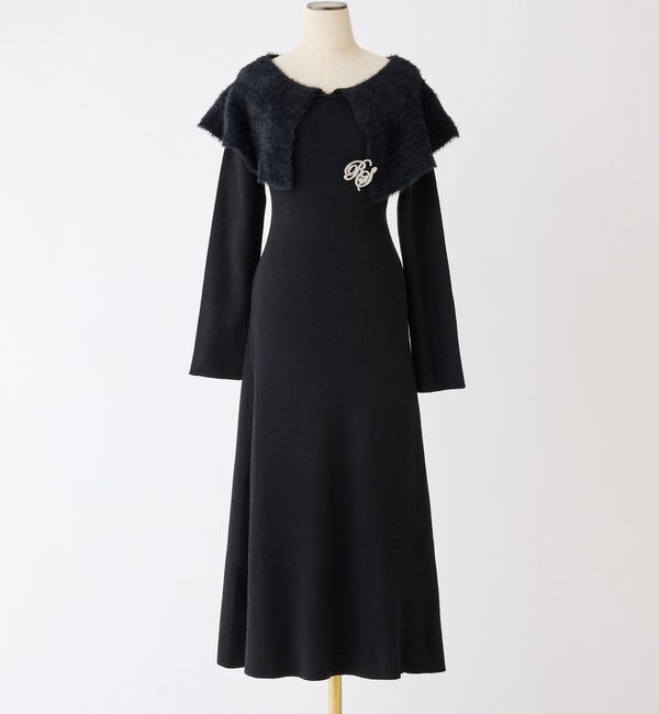  「ブローチ付きニットワンピース」|ワンピース|