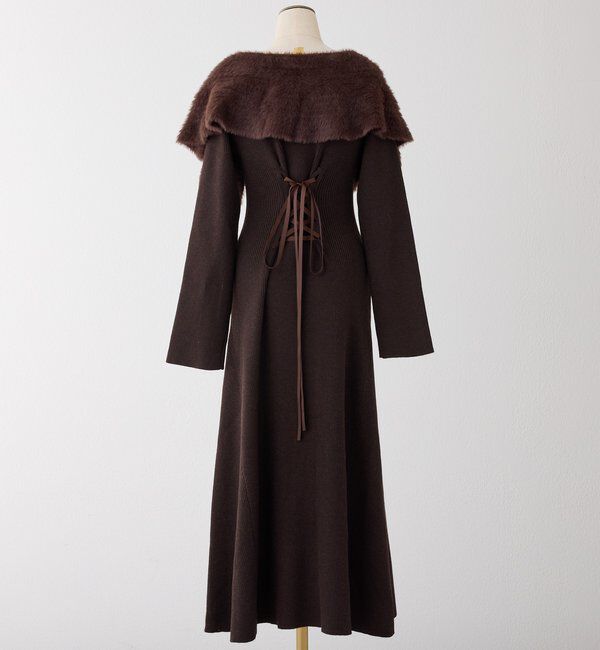  「ブローチ付きニットワンピース」|ワンピース|