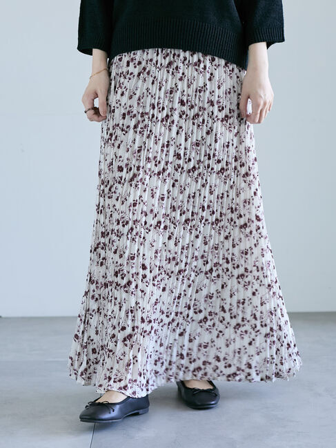 Lugnoncure「花柄クリンクルギャザースカート《2025autumn catalog item》」|スカート|オフホワイト