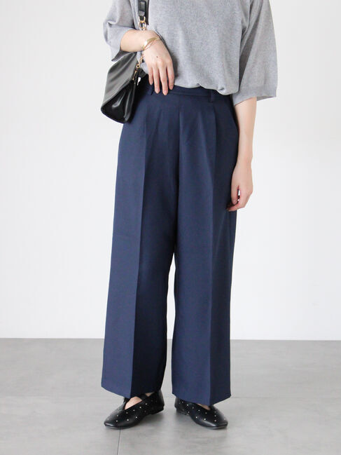 Te chichi TERRASSE「タックストレートパンツ」|その他|ネイビー