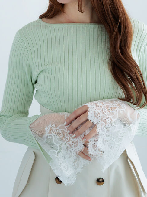 Te chichi「レースカフスリブニット」|ニット・セーター|ミント