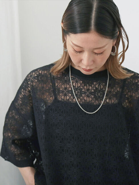 Samansa Mos2 blue「レースTシャツ」|Tシャツ・カットソー|