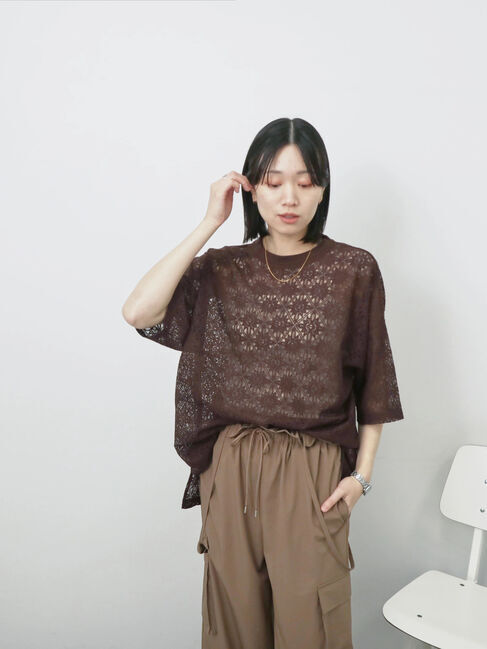 Samansa Mos2 blue「レースTシャツ」|Tシャツ・カットソー|