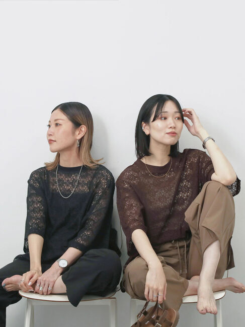 Samansa Mos2 blue「レースTシャツ」|Tシャツ・カットソー|