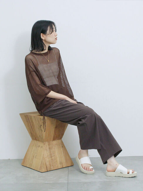 Samansa Mos2 blue「メッシュプルオーバー」|ニット・セーター|