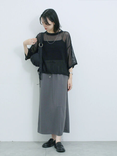 Samansa Mos2 blue「メッシュプルオーバー」|ニット・セーター|