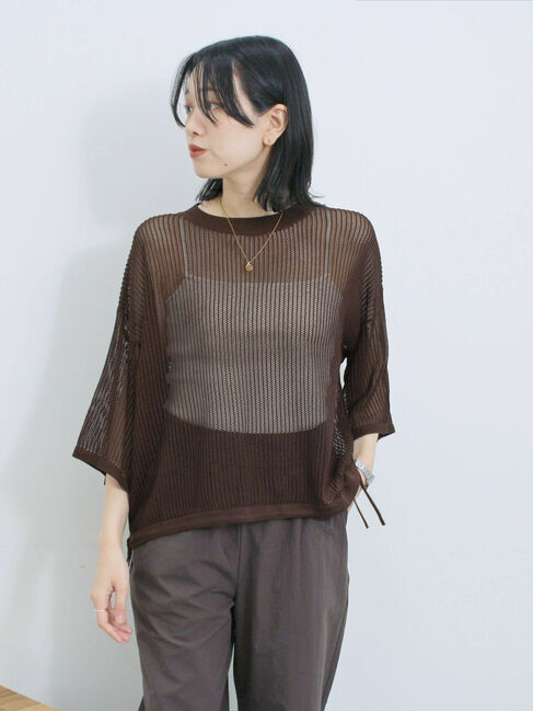 Samansa Mos2 blue「メッシュプルオーバー」|ニット・セーター|