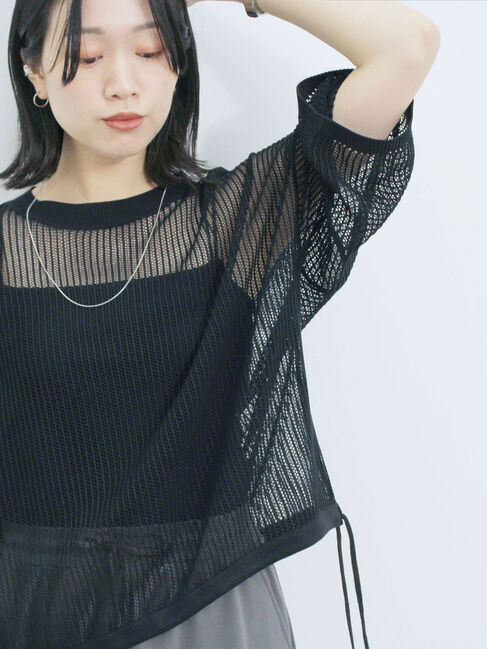 Samansa Mos2 blue「メッシュプルオーバー」|ニット・セーター|