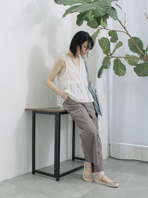 Samansa Mos2 blue「カットワークレースベスト」|シャツ・ブラウス|