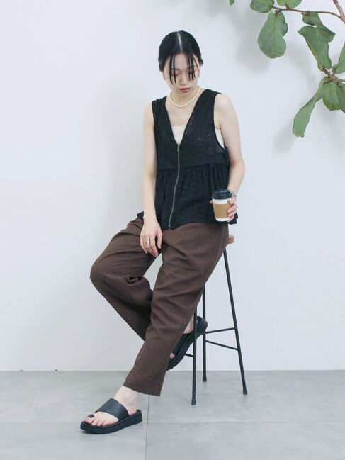 Samansa Mos2 blue「カットワークレースベスト」|シャツ・ブラウス|