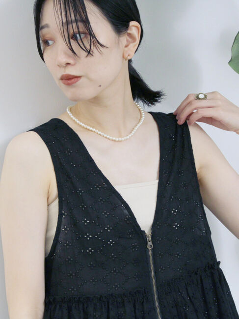 Samansa Mos2 blue「カットワークレースベスト」|シャツ・ブラウス|