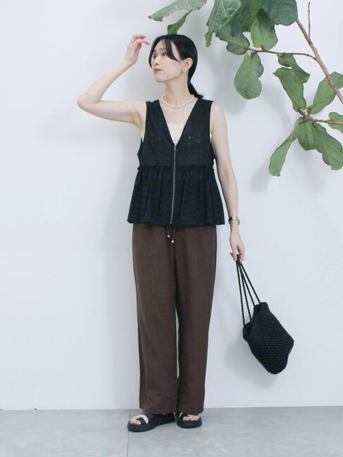Samansa Mos2 blue「カットワークレースベスト」|シャツ・ブラウス|