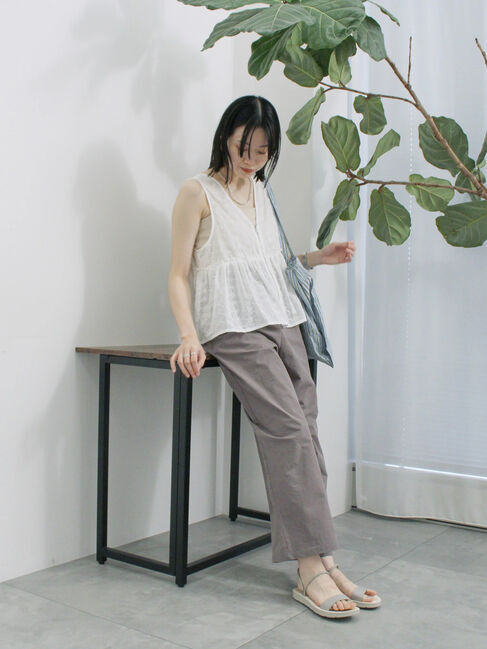 Samansa Mos2 blue「カットワークレースベスト」|シャツ・ブラウス|