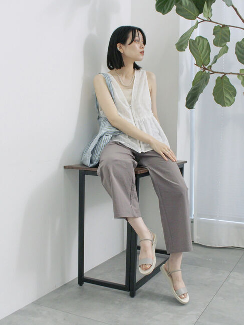 Samansa Mos2 blue「カットワークレースベスト」|シャツ・ブラウス|