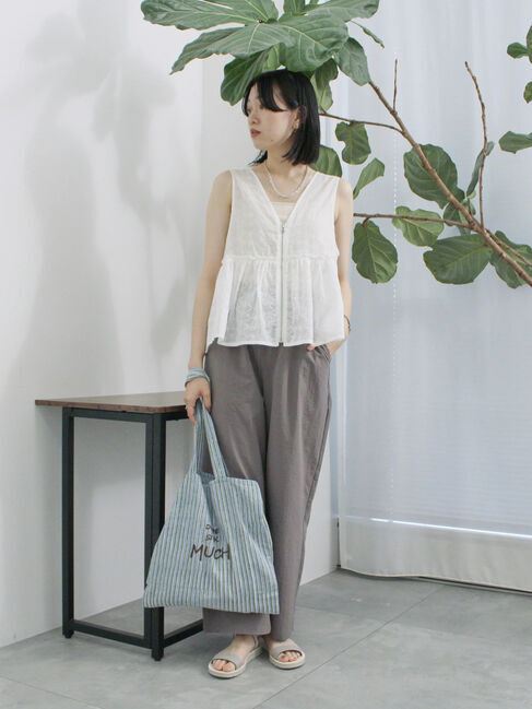 Samansa Mos2 blue「カットワークレースベスト」|シャツ・ブラウス|