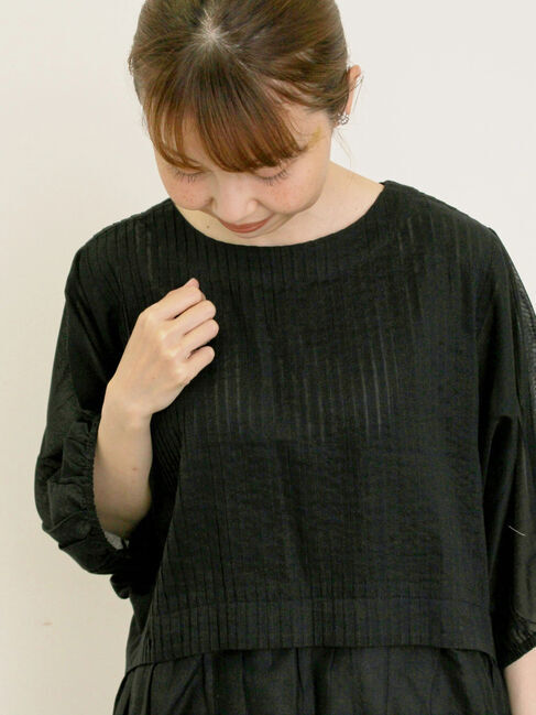 Samansa Mos2「インドピンタックブラウス」|シャツ・ブラウス|ブラック