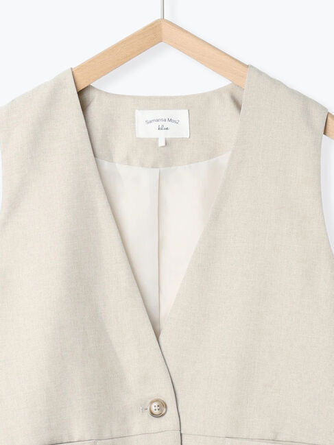 Samansa Mos2 blue「◎ノーカラージレ」|ダウンベスト・ベスト|