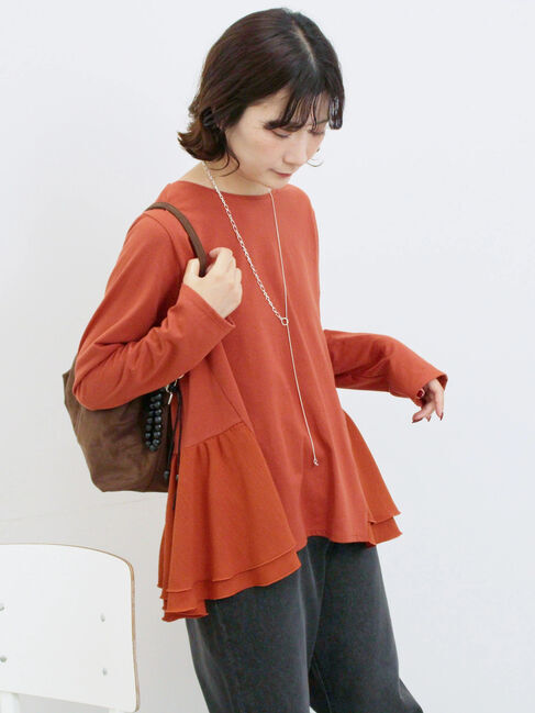 Samansa Mos2 blue「ペプラムドッキングカットソー」|Tシャツ・カットソー|