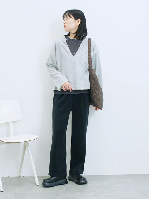 Samansa Mos2 blue「レイヤード風ロンT」|Tシャツ・カットソー|