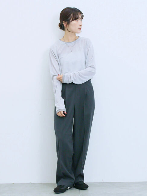 Samansa Mos2 blue「レイヤード風ロンT」|Tシャツ・カットソー|