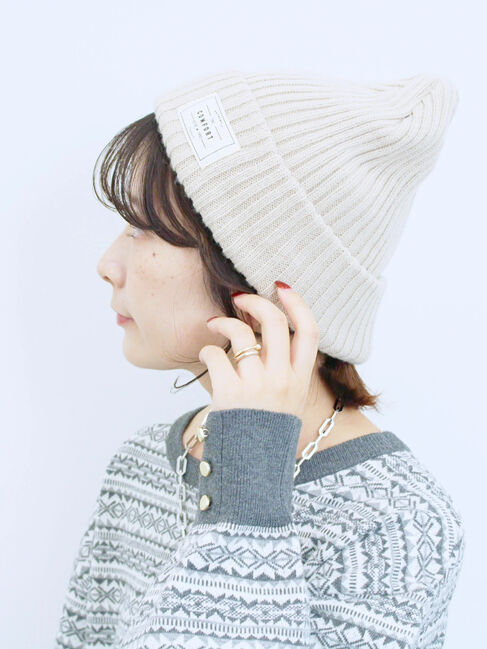 Samansa Mos2 blue「リブニット帽」|その他|