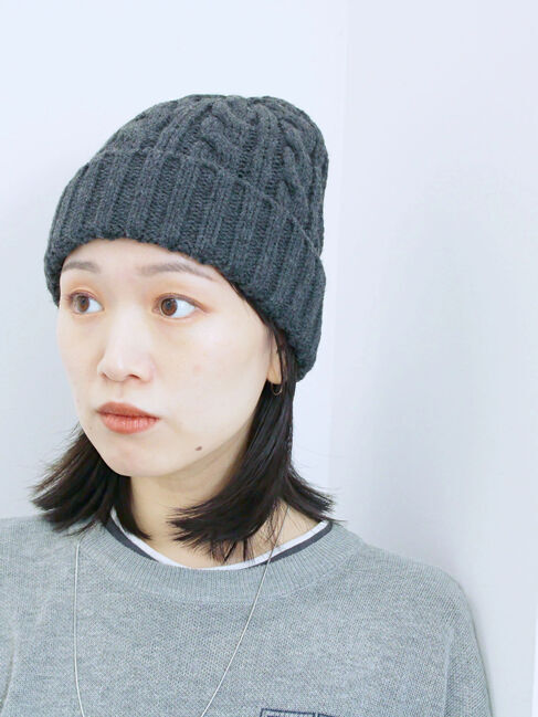Samansa Mos2 blue「ケーブルニット帽」|その他|