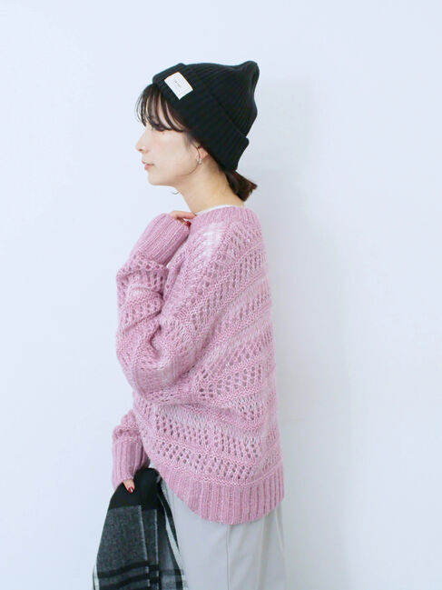 Samansa Mos2 blue「透かし柄ニットプルオーバー」|ニット・セーター|