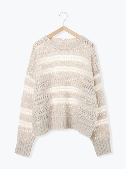 Samansa Mos2 blue「透かし柄ニットプルオーバー」|ニット・セーター|