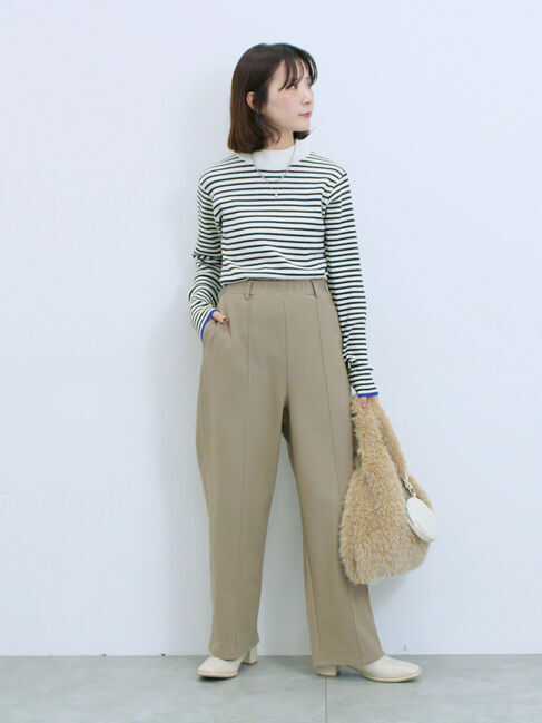 Samansa Mos2 blue「カットジョーゼット裏ボンディングパンツ」|その他|