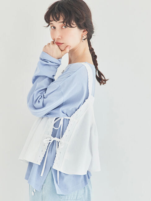 Samansa Mos2「ピンタックレースビスチェ」|シャツ・ブラウス|オフホワイト