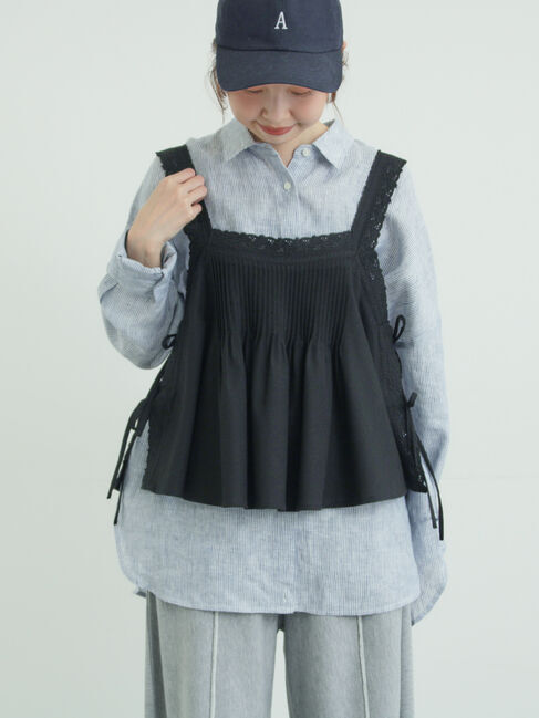 Samansa Mos2「ピンタックレースビスチェ」|シャツ・ブラウス|