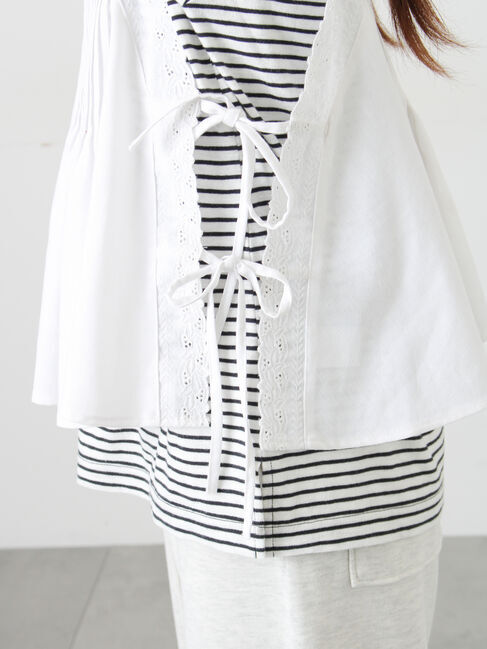 Samansa Mos2「ピンタックレースビスチェ」|シャツ・ブラウス|