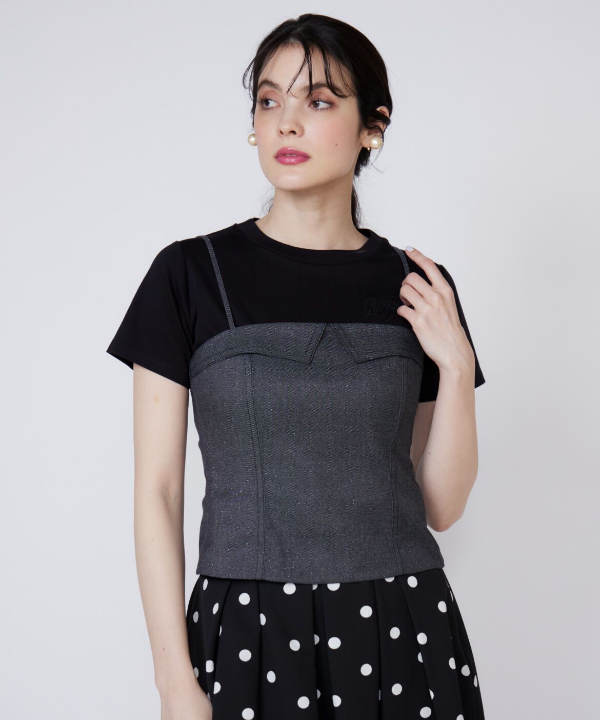 Maglie le cassetto「ラメデニムビスチェ」|シャツ・ブラウス|