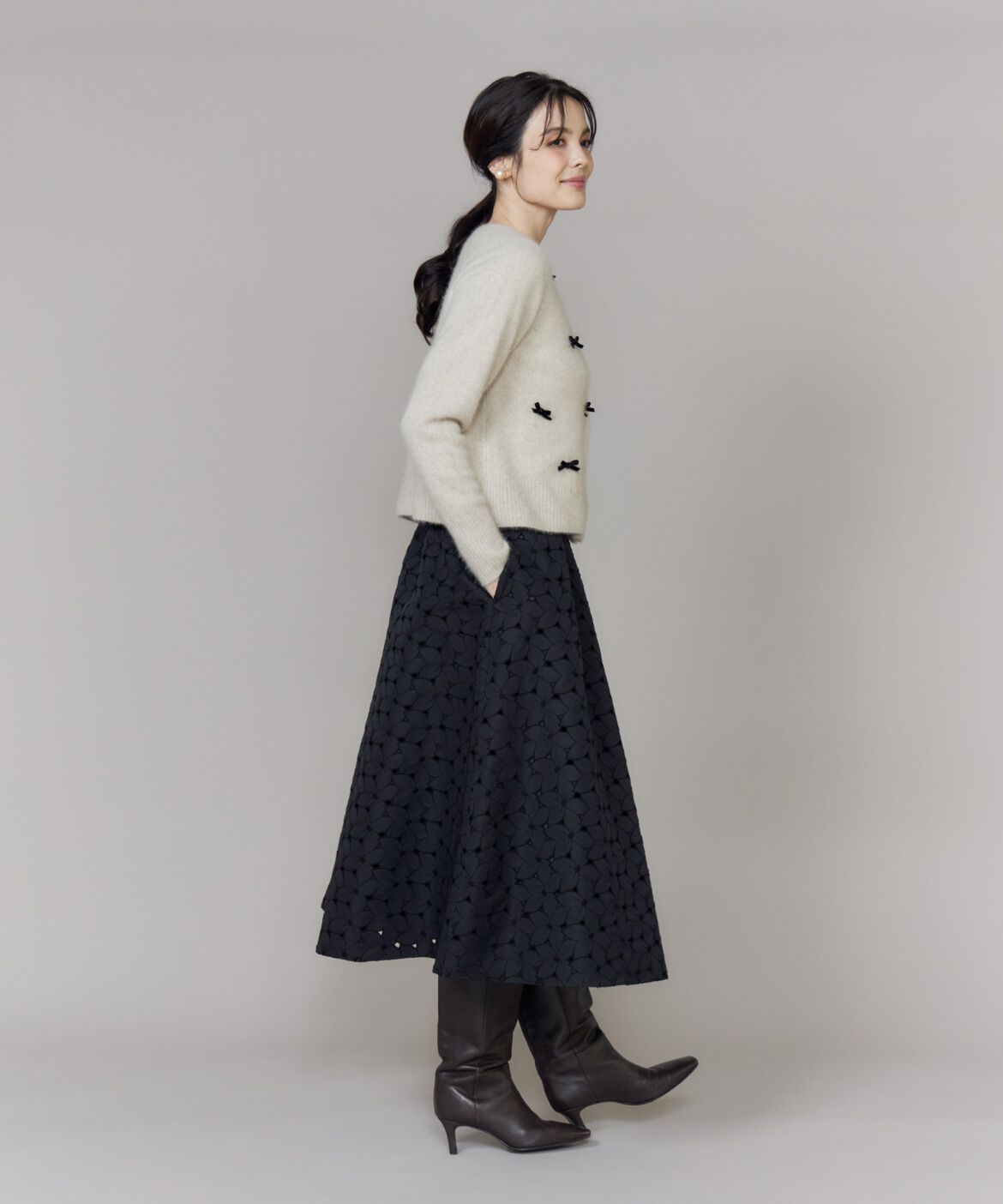 Maglie le cassetto「ベロアリボンフォックスカーデ」|カーディガン|