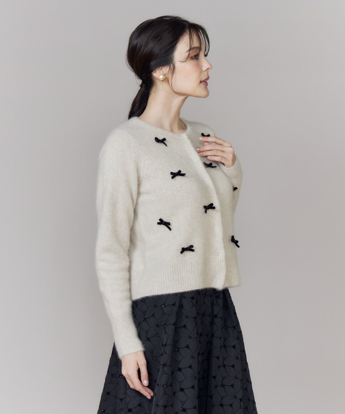 Maglie le cassetto「ベロアリボンフォックスカーデ」|カーディガン|