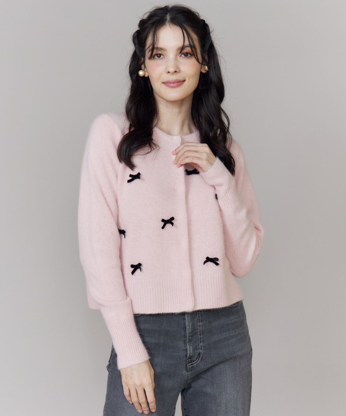 Maglie le cassetto「ベロアリボンフォックスカーデ」|カーディガン|