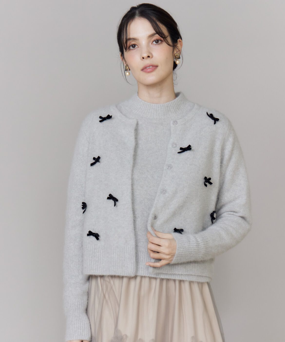 Maglie le cassetto「ベロアリボンフォックスカーデ」|カーディガン|