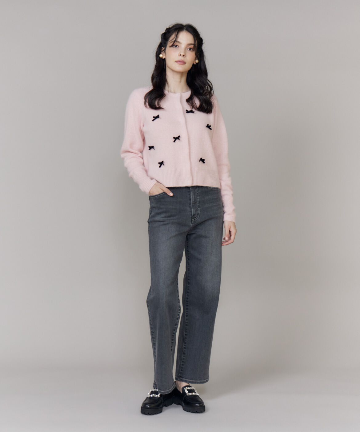 Maglie le cassetto「ベロアリボンフォックスカーデ」|カーディガン|