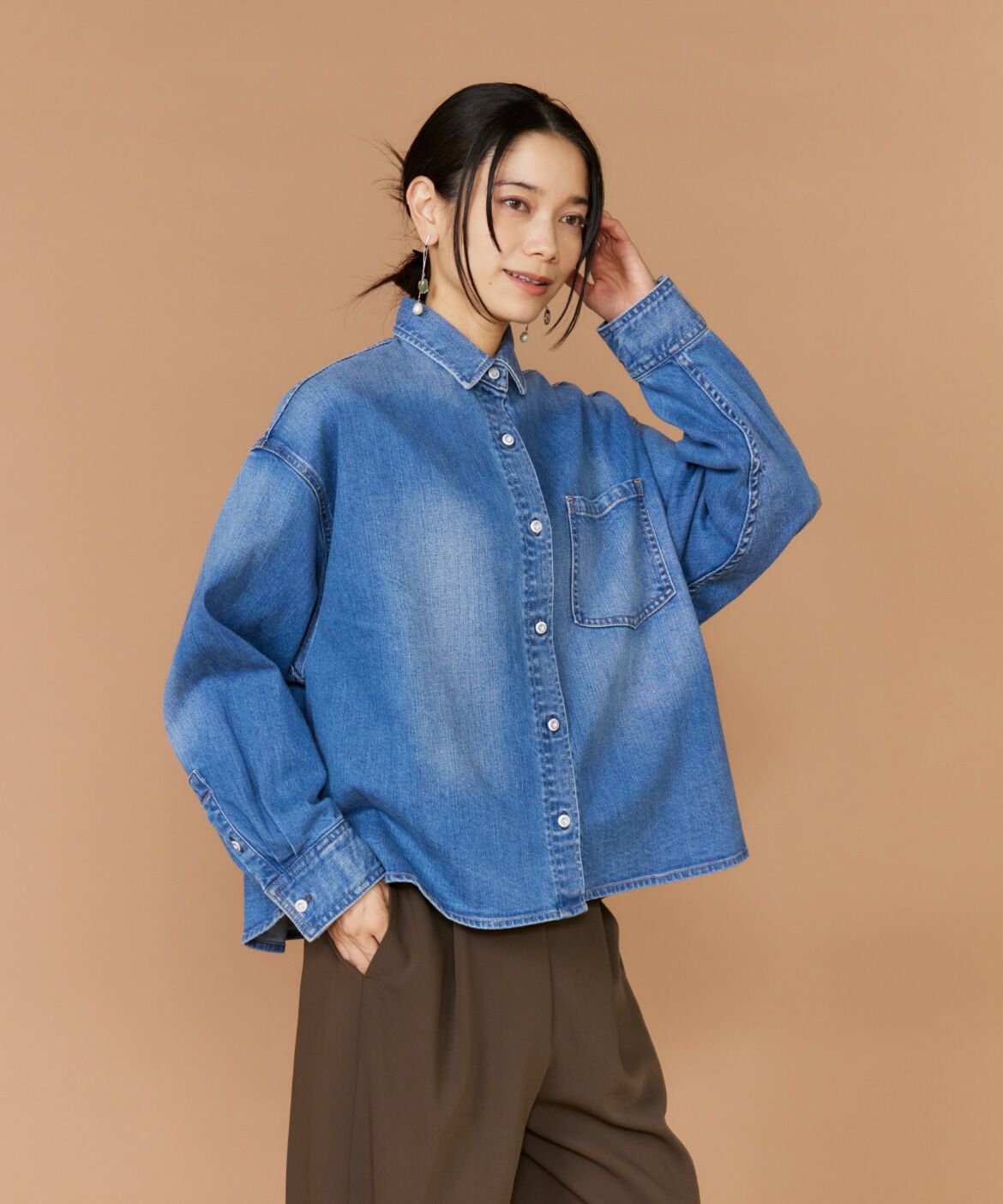 INED「《INED別注》スーパービッグ・シャツAlmond《Healthy DENIM》」|シャツ・ブラウス|