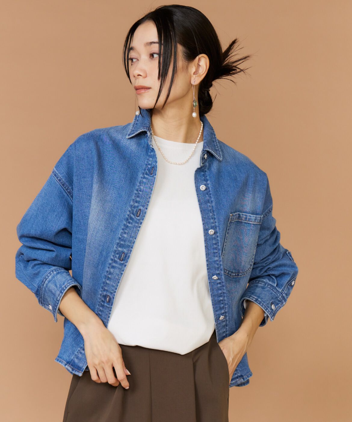 INED「《INED別注》スーパービッグ・シャツAlmond《Healthy DENIM》」|シャツ・ブラウス|